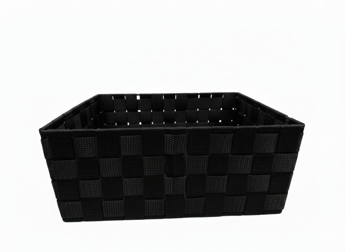 סלסלת אחסון קלועה - מגוון צבעים - מגוון גדלים-סלסלה-SUPERHOME סופרהום-שחור-13×22×30 ס״מ-סופר הום