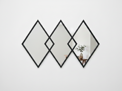 מראה 3 יהלומים 115X78 ס"מ שחור-SUPERHOME סופרהום-סופר הום