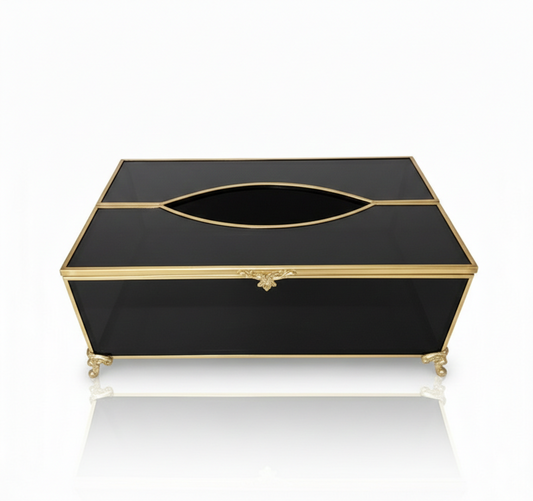 קופסא לטישו - זכוכית-קופסת טישו-סופר הום-שחור-סופר הום