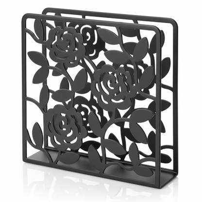 מעמד מפיות - דגם פרחים-מחזיק מפיות עומד-סופר הום-שחור-סופר הום