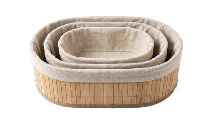 סט 3 סלסלאות אחסון אובליות מבמבוק - עץ/שחור-סלסלה-SUPERHOME סופרהום-עץ-סופר הום