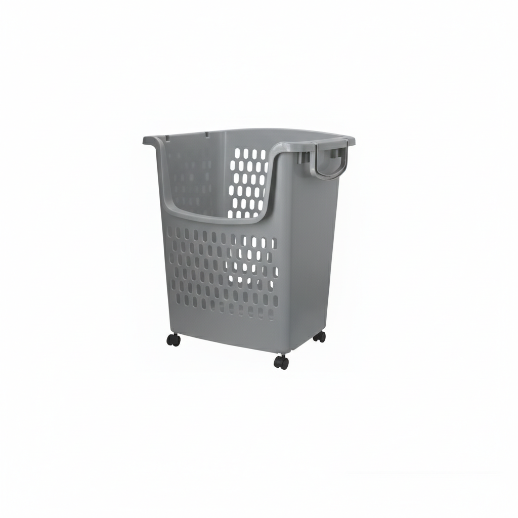 סל כביסה נערם עם גלגלים - מגוון צבעים-סל כביסה פלסטיק-SUPERHOME סופרהום-אפור-סופר הום