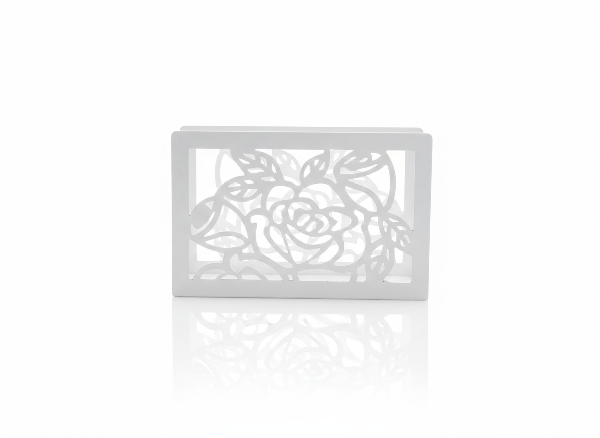 מעמד למפיות נמוך - דגם פרח-מעמד מפיות עומד-סופר הום-לבן-סופר הום