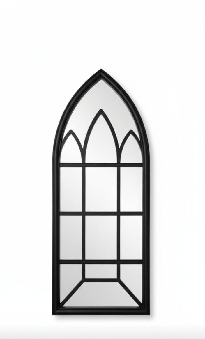 מראה דמוי חלון שפיץ 70×36 ס"מ לבן/שחור-SUPERHOME סופרהום-שחור-סופר הום