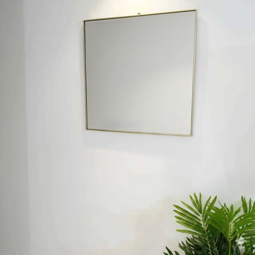 מראה מרובעת מסגרת מתכת שחור/זהב - מגוון גדלים-SUPERHOME סופרהום-מסגרת שחורה-60x60 ס"מ-סופר הום