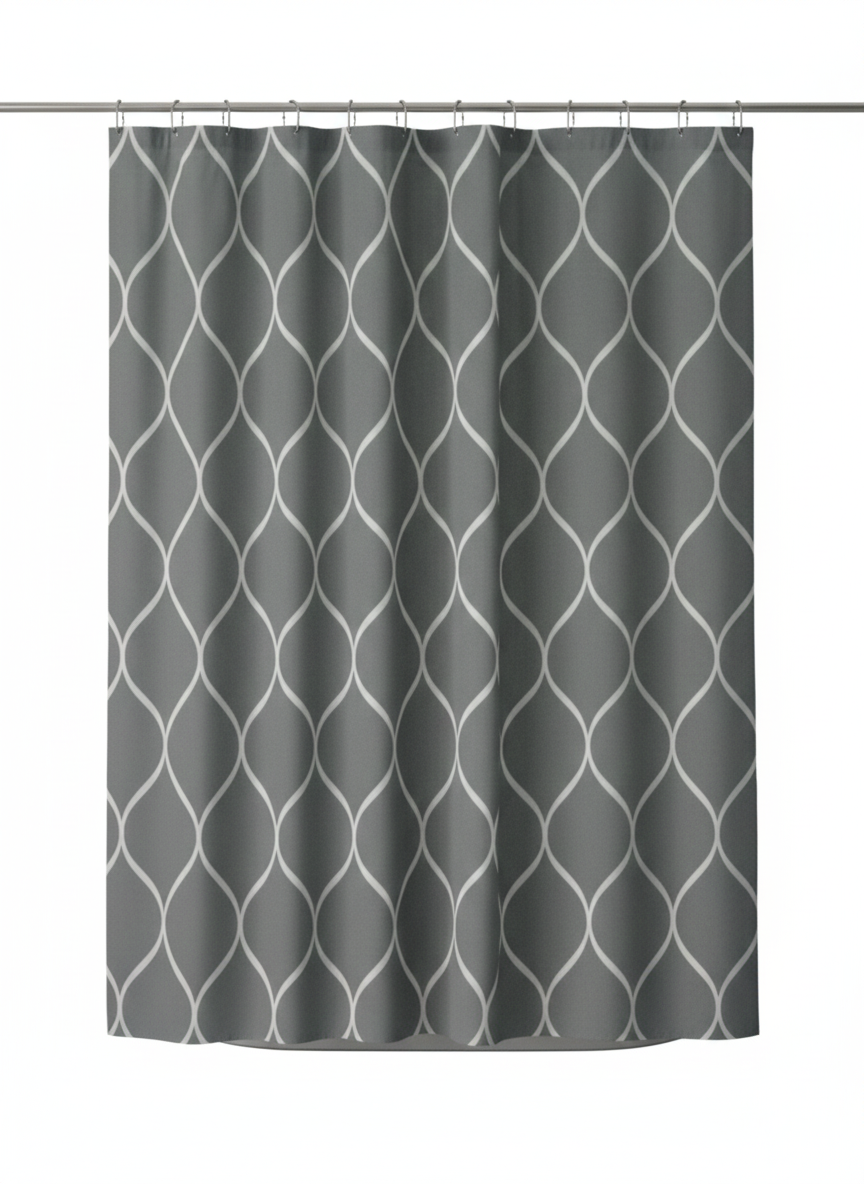 וילון אמבטיה דו שכבתי - מגוון דגמים-וילון אמבטיה-CASA EMI-אפור מדוגם-סופר הום