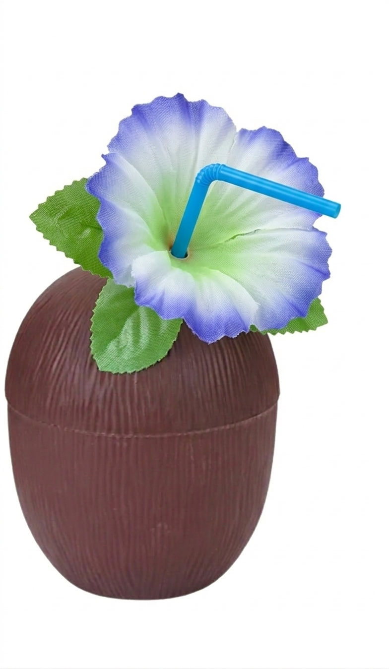 כוס עם קש 500 מ''ל דגם טרופי - מגוון צבעים-כוסות פלסטיק ואקריל-SUPERHOME סופרהום-כחול-סופר הום