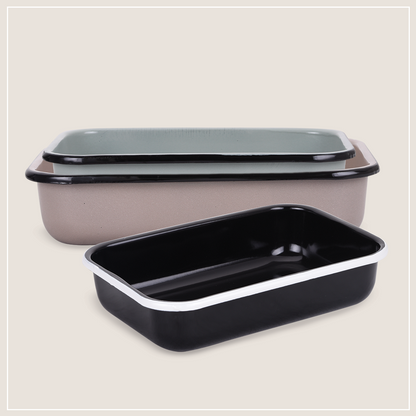 תבנית אפייה והגשה מלבנית בשלושה גדלים-תבניות אמייל-SUPERHOME סופרהום-1.2 ליטר - 22*16*6 ס"מ-סופר הום