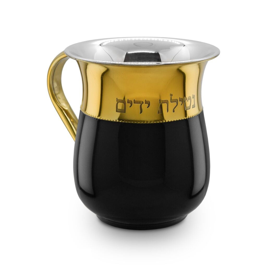 נטלה נירוסטה בגימור אמייל - מגוון דגמים-נטלה אלומיניום-Paldinox-שחור חצי זהב וכיתוב-סופר הום