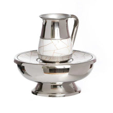 טען תמונה לצפייה בגלריה, כלי למים אחרונים בעיטור גיאומטרי לבן/שחור-מים אחרונים מתכת-חושן-לבן-סופר הום
