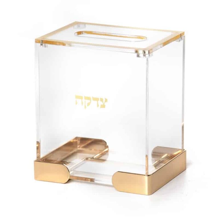 קופת צדקה אקרילית בשילוב מתכת זהב-קופת צדקה-חושן-סופר הום