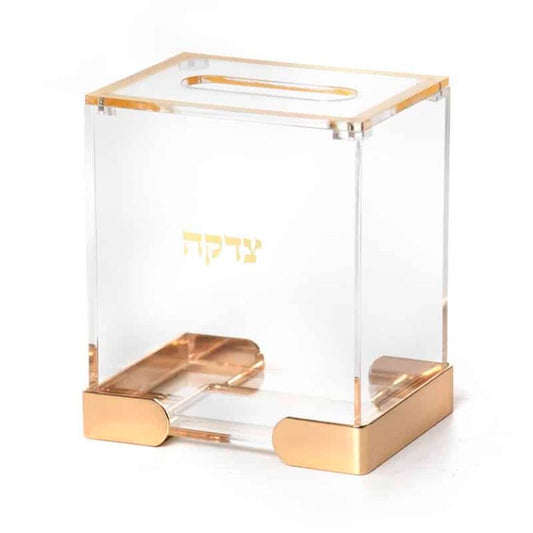 קופת צדקה אקרילית בשילוב מתכת זהב-קופת צדקה-חושן-סופר הום