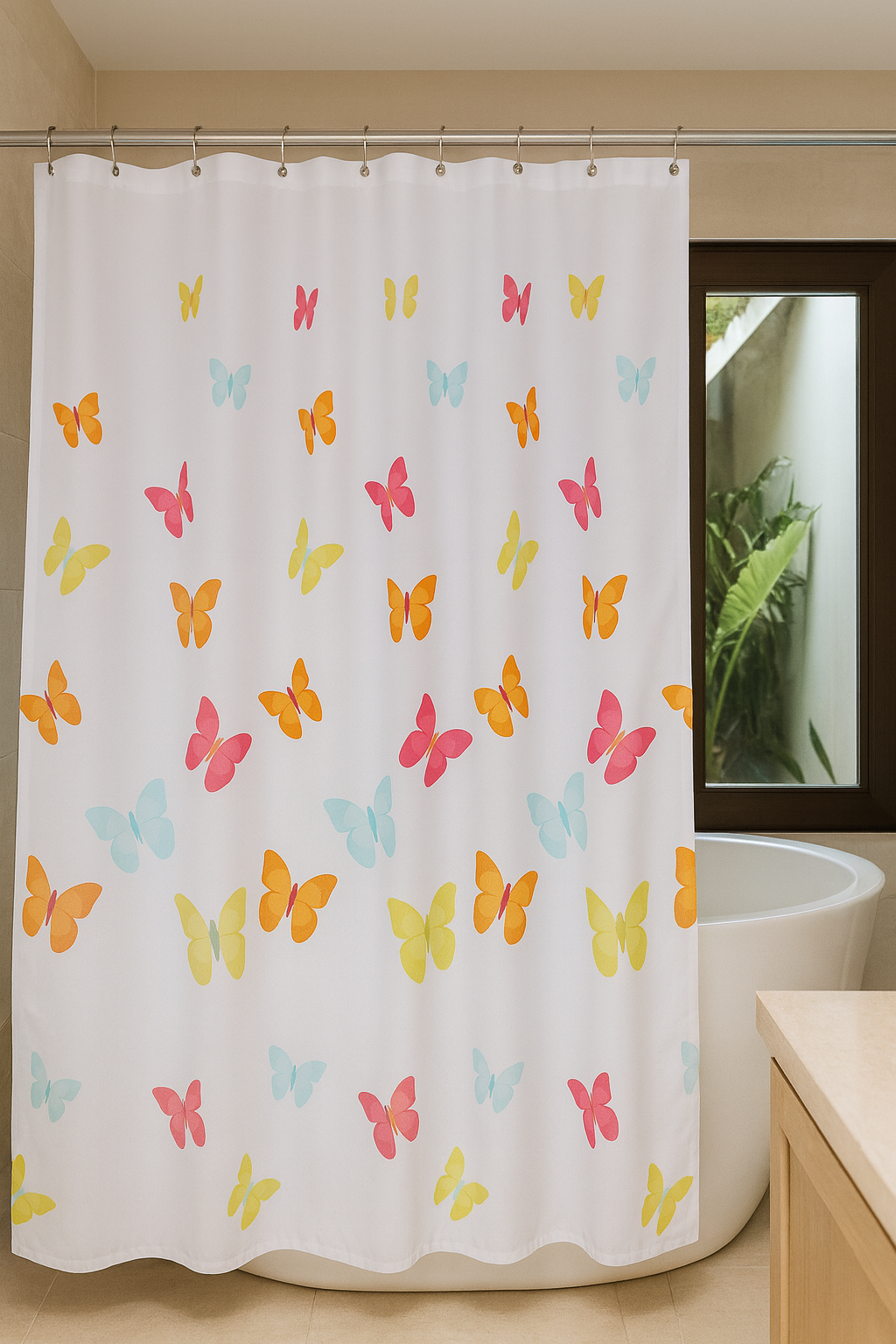 וילון אמבט צבעוני 1.80*1.20 - מגוון דגמים-וילון אמבטיה-Aquila-פרפרים-סופר הום