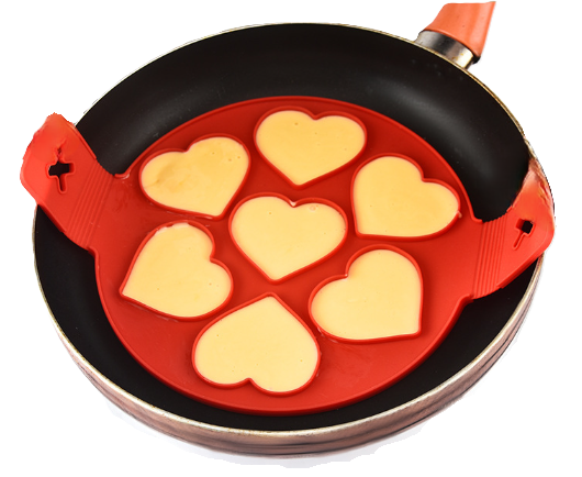 תבנית סיליקון 7 שקעים להכנת פנקייקים וחביתות בצורת לבבות-תבנית פנקייק-Fresco-סופר הום