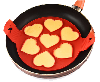 תבנית סיליקון 7 שקעים להכנת פנקייקים וחביתות בצורת לבבות-תבנית פנקייק-Fresco-סופר הום