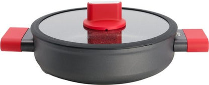 סירי אלומיניום עם ידיות צבעוניות במגוון גדלים - סדרת Soltam Cube-סירי אלומיניום-Soltam סולתם-סיר סוטאז' נפח 2.5 ליטר - קוטר 24 ס"מ-אדום-סופר הום