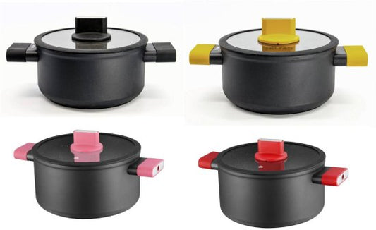 סירי אלומיניום עם ידיות צבעוניות במגוון גדלים - סדרת Soltam Cube-סירי אלומיניום-Soltam סולתם-נפח 8 ליטר - קוטר 28 ס"מ-אדום-סופר הום