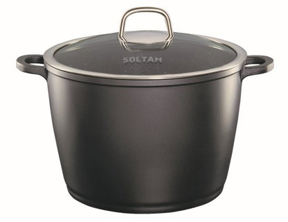 סירי אלומיניום בציפוי שיש במגוון גדלים - סדרת Mineral Stone-סירי אלומיניום-Soltam סולתם-סיר גבוה - קוטר 28 ס''מ 11 ליטר-סופר הום