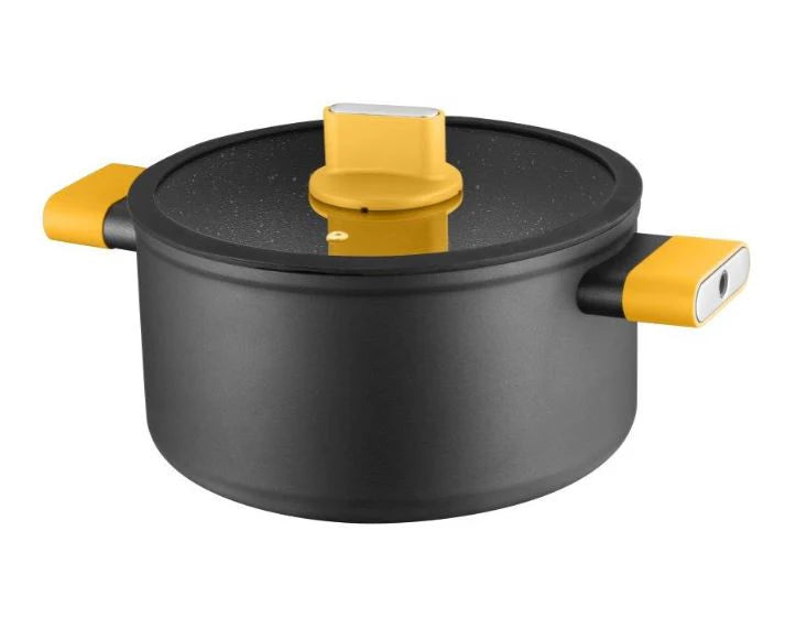 סירי אלומיניום עם ידיות צבעוניות במגוון גדלים - סדרת Soltam Cube-סירי אלומיניום-Soltam סולתם-סיר סוטאז' נפח 2.5 ליטר - קוטר 24 ס"מ-אדום-סופר הום