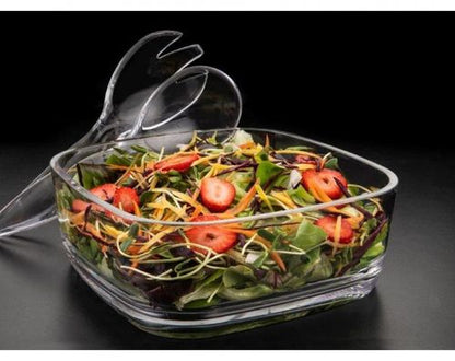 קערה מרובעת וכפות הגשה סט (3) חלק אקריל-קערה אקרילית-Soltam סולתם-סופר הום