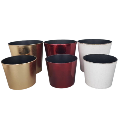 דלי עגול ב 2 גדלים לבן/זהב/אדום-דלי עגול-CASA BELLA-אדום-קטן-14.5*18 ס"מ-סופר הום