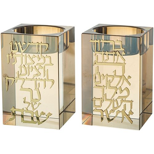 פמוטי קריסטל עם פלקטה מיוחדת "הדלקת נרות"-פמוטי קריסטל-סופר הום-סופר הום