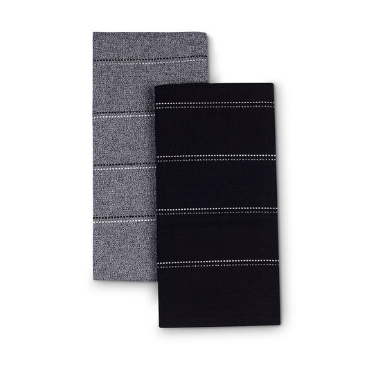 סט 2 מגבות מטבח וופל שחור/מלנג' שחור-לבן-מגבות מטבח-Food Appeal-סופר הום
