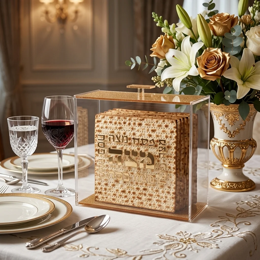 מעמד למצה עומד אקרילי 23*21 ס"מ - מגוון דוגמאות-מעמד למצות-ART JUDAICA-פסח מצה זהב-סופר הום