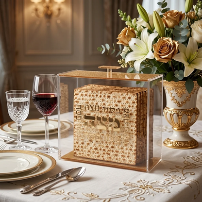 מעמד למצה עומד אקרילי 23*21 ס"מ - מגוון דוגמאות-מעמד למצות-ART JUDAICA-פסח מצה זהב-סופר הום