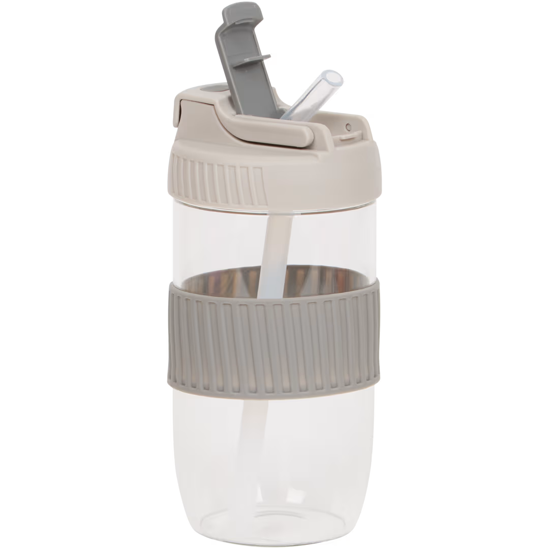 כוס זכוכית נסיעה עם חבק סיליקון-קנקן זכוכית-Borgonovo-אפור-סופר הום