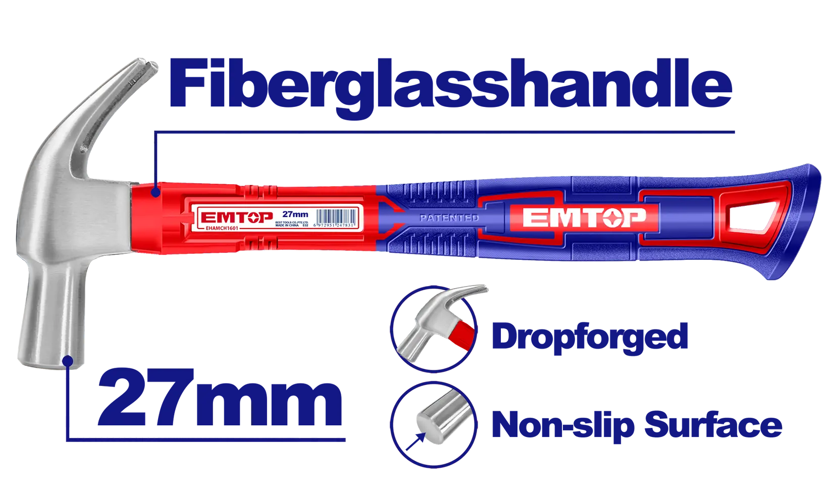 פטיש דו צדדי EMTOP דגם EHAMCH2701 – 27 ס"מ-פטיש-EMTOP-סופר הום