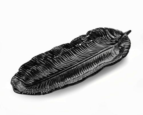 מגש עלה דקורטיבי שחור-הגשה פורצלן-R GIFT-סופר הום