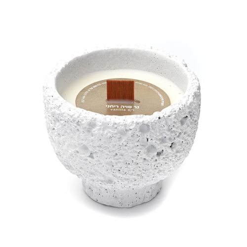 נר כוס אבן ריחני - דגם ג'וליה-מפיץ ריח-R GIFT-לבן-סופר הום