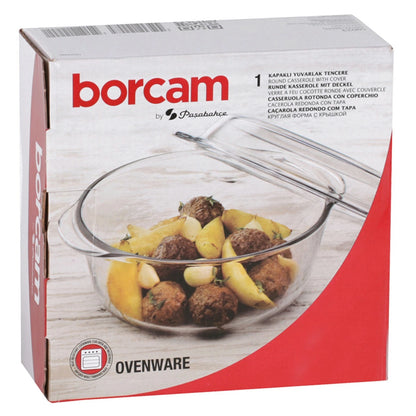 סיר ומכסה זכוכית עגול - 1.5 ליטר-תבניות זכוכית-Borcam-סופר הום