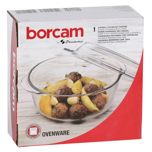סיר ומכסה זכוכית עגול - 1.5 ליטר-תבניות זכוכית-Borcam-סופר הום