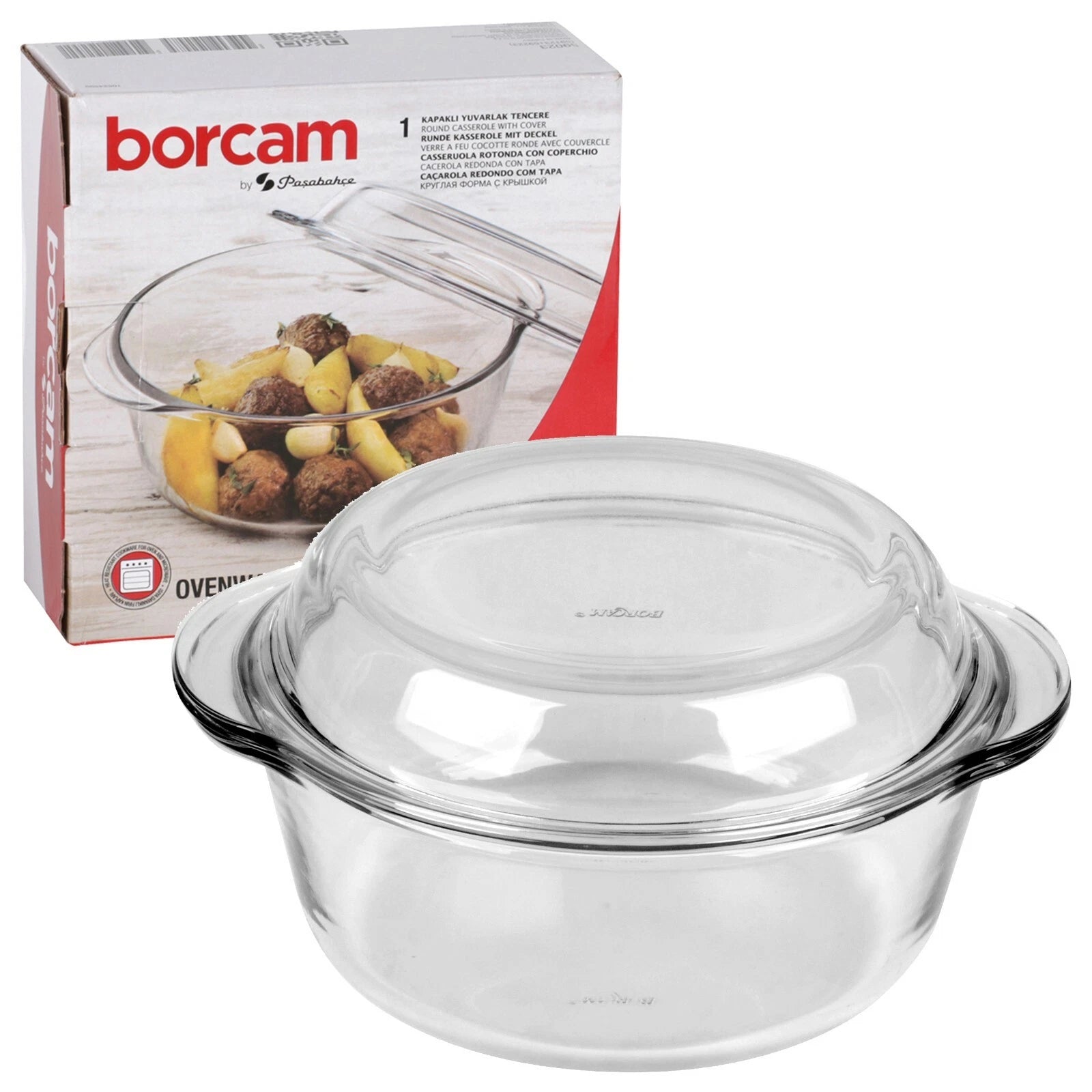 סיר ומכסה זכוכית עגול - 1.5 ליטר-תבניות זכוכית-Borcam-סופר הום
