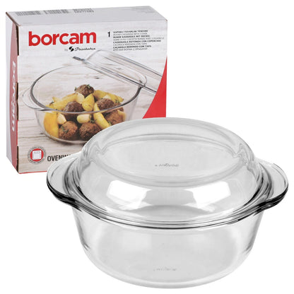 סיר ומכסה זכוכית עגול - 1.5 ליטר-תבניות זכוכית-Borcam-סופר הום