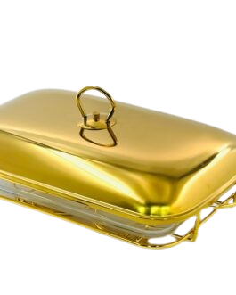 תבנית אלגנטית מוזהבת להגשה וחימום-תבניות זכוכית-אבי מתנות-סופר הום