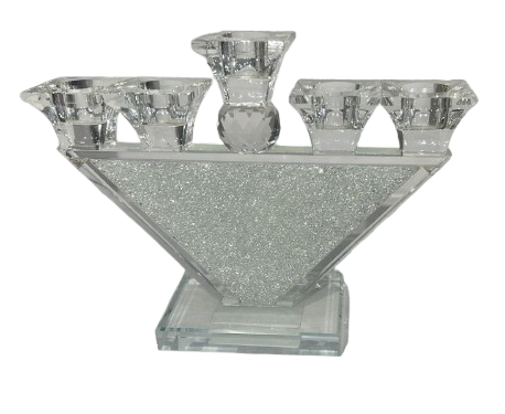 פמוט קריסטל 5 קנים - עיצוב משולש-פמוטי קריסטל-SUPERHOME סופרהום-סופר הום