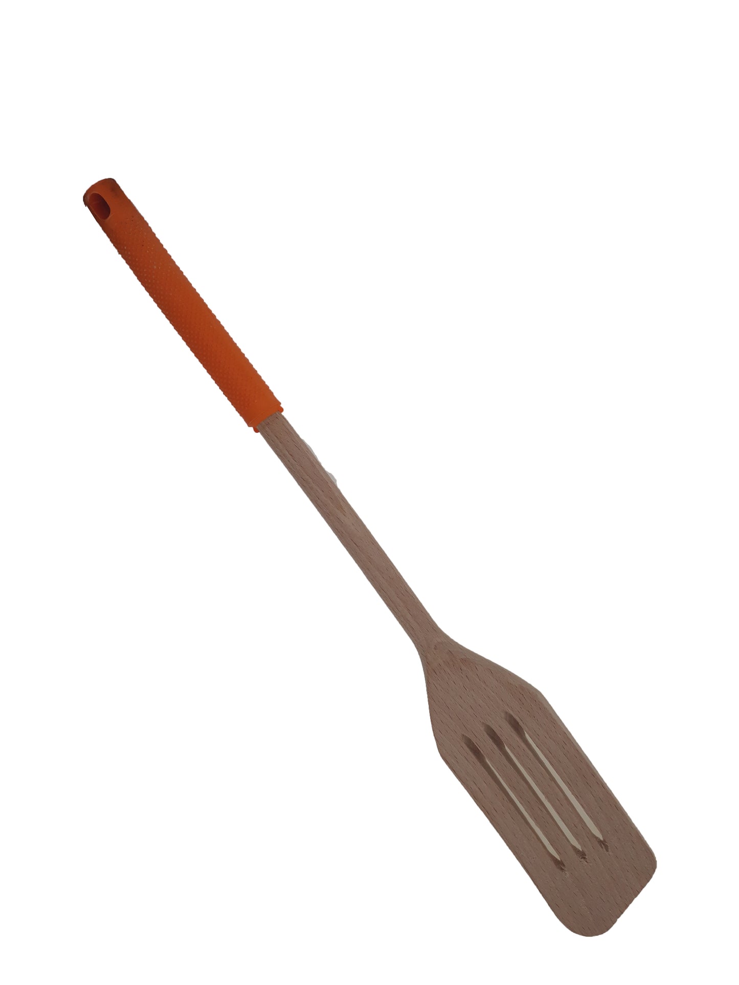 תרווד עץ מחורץ ידית סיליקון צבעונית-ששת עץ-SUPERHOME סופרהום-מחורץ-כתום-סופר הום