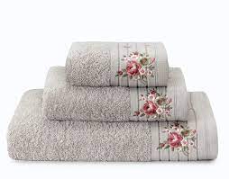 סט מגבות פרחים - במגוון צבעים-סדרת מגבות עם כל הגדלים-Cotton Avenue-אפור-מגבת ידיים 40/60 ס"מ-סופר הום