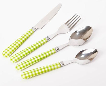 סט סכו"ם 24 חלקים ידית פלסטיק אורכידאה-סכו"ם ידית צבעונית-ROSE&STEIN-ירוק-סופר הום