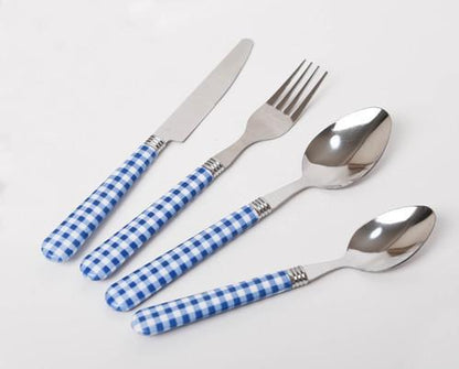 סט סכו"ם 24 חלקים ידית פלסטיק אורכידאה-סכו"ם ידית צבעונית-ROSE&STEIN-כחול-סופר הום