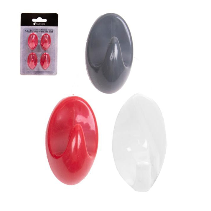 סט 4 מתלים להדבקה-מתלים למטבח-Cucina-אדום-סופר הום