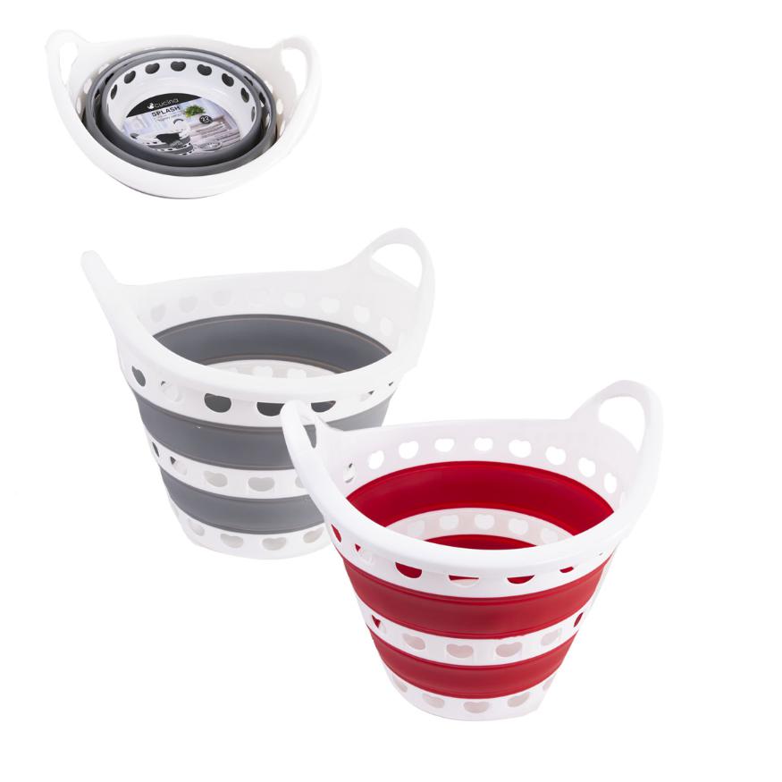 סל כביסה מתקפל 22 ליטר-גיגית כביסה-Cucina-אדום-סופר הום