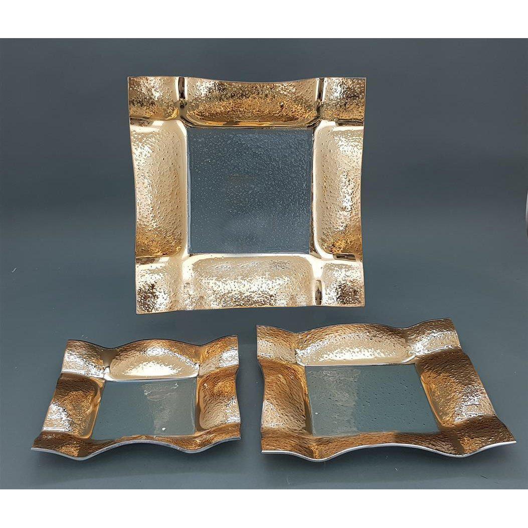 מגש מרובע זכוכית זהב - 2 גדלים-הגשה זכוכית-CASA BELLA-30*30 ס"מ-סופר הום