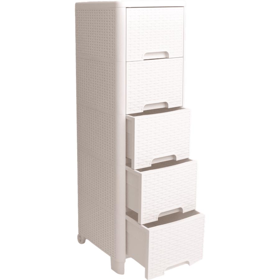 מגירון אייבורי 5 קומות ראטן לבן/חום-מגירון ראטן-ליפסקי-לבן-סופר הום