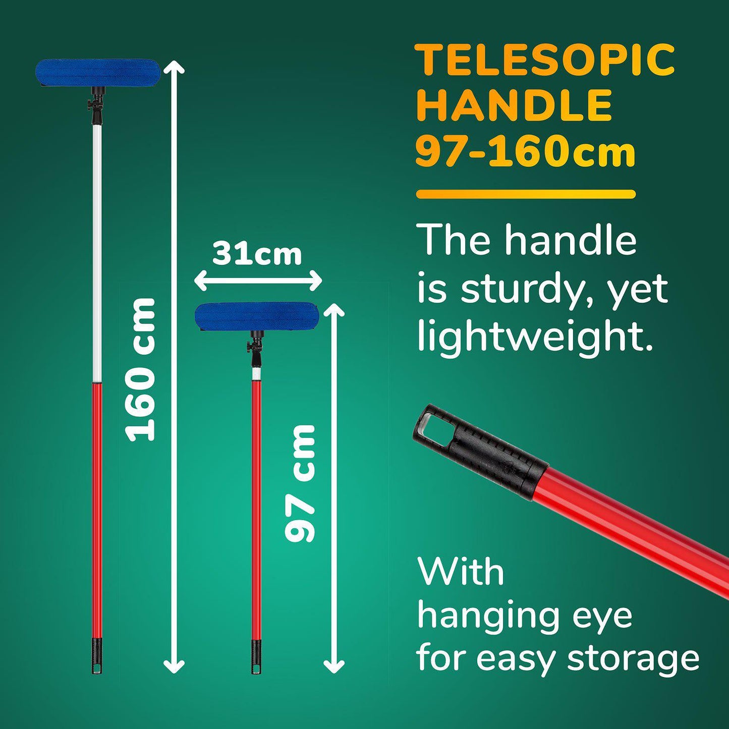 רב-מגב טלסקופי לניקוי חלונות גבוהים 1.6M-מנקה חלונות ידני-Tyroler-סופר הום