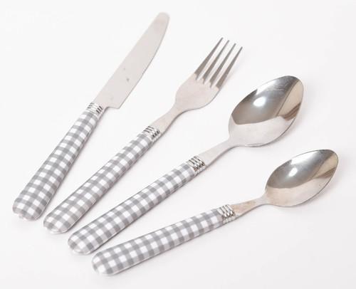 סט סכו"ם 24 חלקים ידית פלסטיק אורכידאה-סכו"ם ידית צבעונית-ROSE&STEIN-אפור-סופר הום