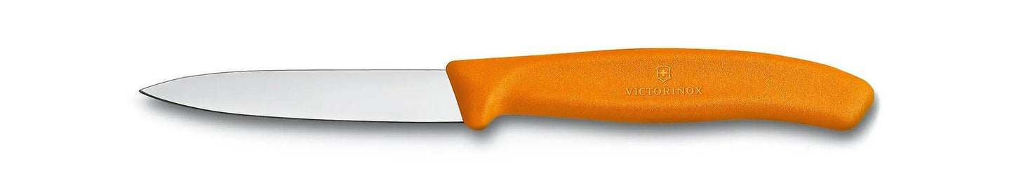 סכין חדה עם להב חלק וקצה מחודד ויקטורינוקס-סכין מטבח-Victorinox-כתום-סופר הום